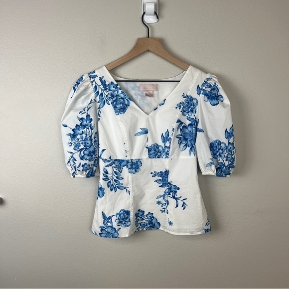 Rachel Parcell Smocked Puff Sleeve Floral Top - Picture 2 of 6